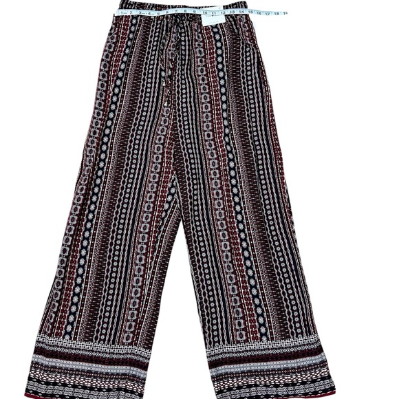 Love Wish Burgundy Bohemian Patterned Wide-Leg Palazoo Pants Large - Picture 3 of 6